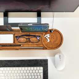 Personalized Wood Desk Organizer-Office Accessories-Custom Tablet & Phone Stand - Custom Docking Station - Organizer Gift - thumbnail 2