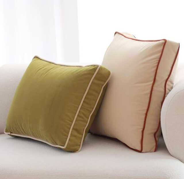 600+ Colors, Sofa Cushion Cover, Back Cushion Cover With Colored Piping, Bench Cover, Bed Back Cover - image 1