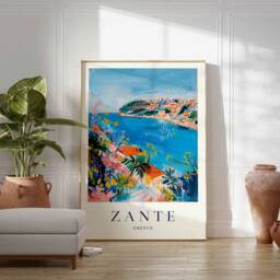 Zante Travel Poster Vibrant Greek Island Wall Art - thumbnail 2