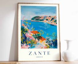 Zante Travel Poster Vibrant Greek Island Wall Art - thumbnail 1