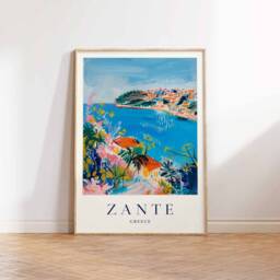 Zante Travel Poster Vibrant Greek Island Wall Art - thumbnail 3