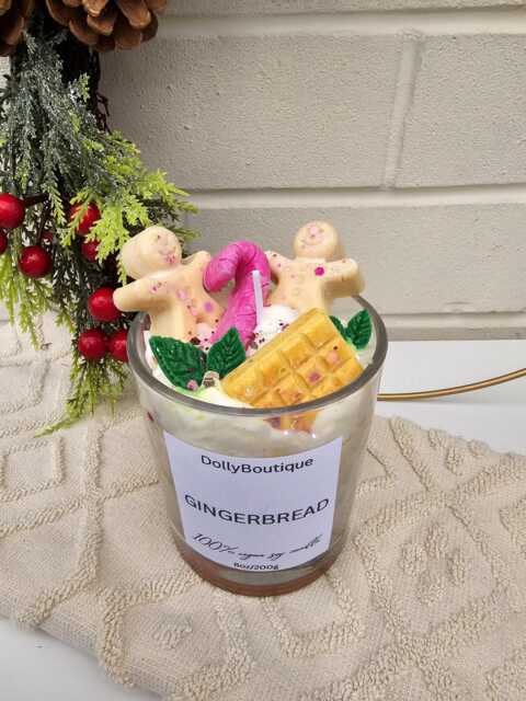 Gingerbread Christmas Candle Vegan Soy Wax Cruelty Free Birthday Gift 8Oz Scented Gingerbread - image 1
