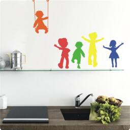 Set Of 5 Kids Wall Decals Children Vinyl Silhouettes - thumbnail 2