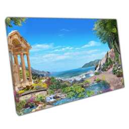 3D Digital Art Canvas Print Of Ancient Roman Garden Lake Wall Decor For Home Office - thumbnail 1
