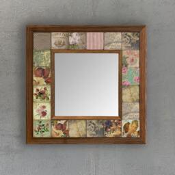 Handmade Travertine Tile Mirror, Mosaic Wall Decor, Oscar Stone - thumbnail 3
