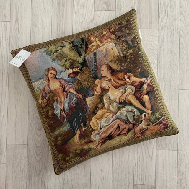 Vintage Style Tapestry Cushion Cover - Renaissance Scene, 17 - image 1