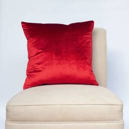 Bella Plain Velvet Cushion. Bright Red Supersoft Chenille. Modern & On-Trend Home Accessory. 17x17