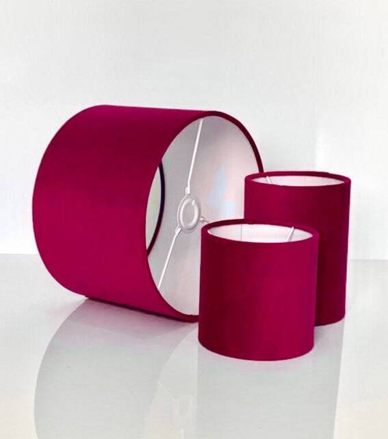 New High Quality Upholstery Velvet Fabric Lamp Shade Pendant Light Drum Shape Cranberry Red - image 1