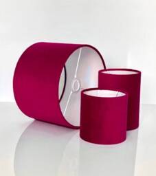 New High Quality Upholstery Velvet Fabric Lamp Shade Pendant Light Drum Shape Cranberry Red