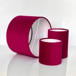 New High Quality Upholstery Velvet Fabric Lamp Shade Pendant Light Drum Shape Cranberry Red - thumbnail 2