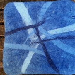 Handfelted Seat Cushion Abstract, Blue - thumbnail 3