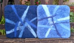 Handfelted Seat Cushion Abstract, Blue