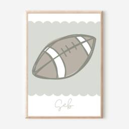 Personalised Rugby/American Football Name Print, Perfect For Girls Rooms, Boys Rooms & Playrooms - Print Only - thumbnail 3
