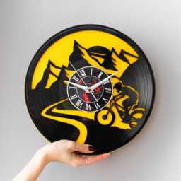 Bicycle Vinyl Record Wall Clock Recycled Sports Art For Cyclist, Cycling Decor Birthday Gift Cyclists, Garage Sign