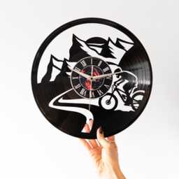 Bicycle Vinyl Record Wall Clock Recycled Sports Art For Cyclist, Cycling Decor Birthday Gift Cyclists, Garage Sign - thumbnail 3