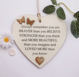 Inspirational Friendship Wooden Heart Plaque With Butterflies - thumbnail 1