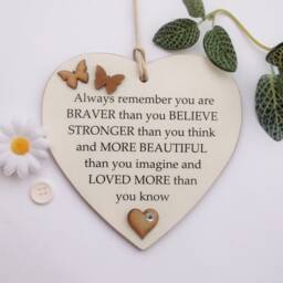 Inspirational Friendship Wooden Heart Plaque With Butterflies - thumbnail 3