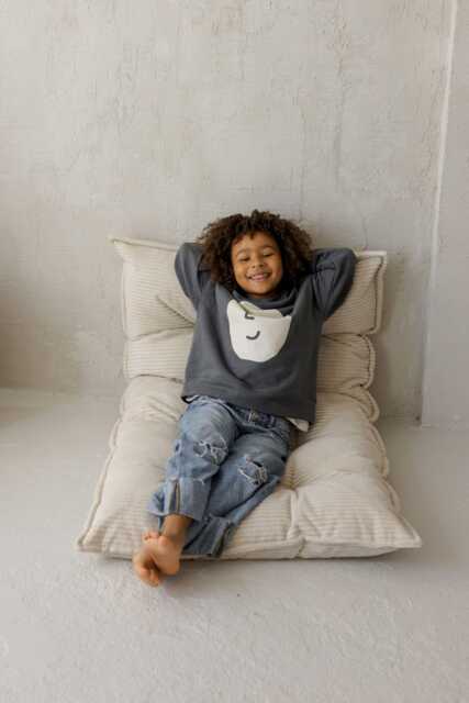 Tufted Corduroy Floor Cushion in Ecru, French Pillow, Soft Seating Mat, Kids Room Decor, Kindergarten Gift, Summer Outdoor Playset - image 1