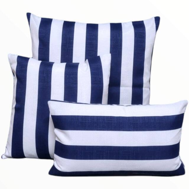 Blue Hamptons Style Cushion Cover, Cover Only, Striped Stripes Scatter - image 1