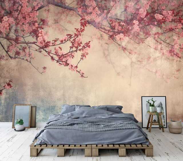 Vintage Floral Wallpaper Mural, Flower Branches, Peel & Stick - image 1