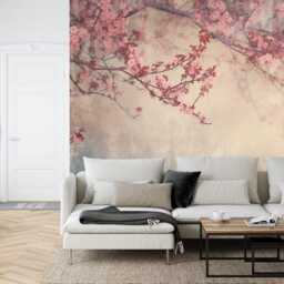 Vintage Floral Wallpaper Mural, Flower Branches, Peel & Stick - thumbnail 2