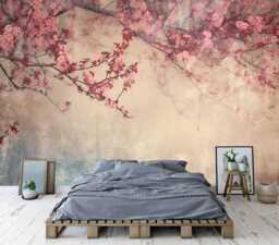 Vintage Floral Wallpaper Mural, Flower Branches, Peel & Stick - thumbnail 1