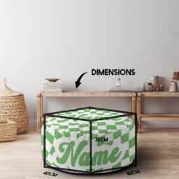 Personalised Custom Name Retro Vans Checked Ottoman Filled Pouffe Footrest Stool Washable Cover Zip Closure Pet His Her Gift - thumbnail 3