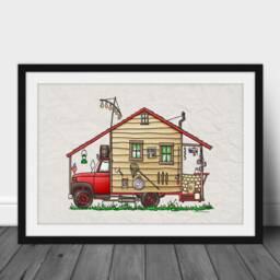 Redneck Camper - Travel Trailer Van Vanlife Happy Art Print- Whimsical Print Wall Decor Glamping - thumbnail 3