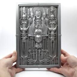 Alien Li Ii Wall Art, Giger's Alien-Inspired Solid Resin Tribute Artwork, Steel Finish