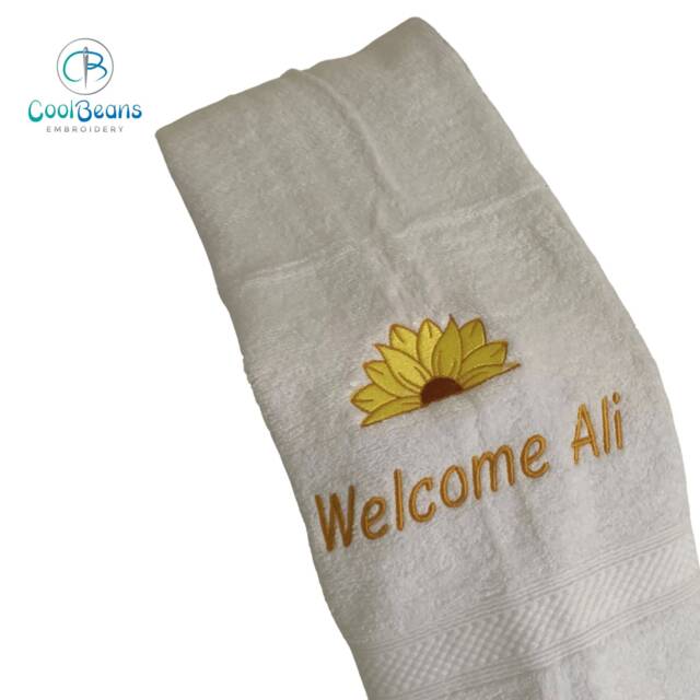 Sunflower Towel - Personalised Face Cloth/Hand Bath = Embroidered - image 1