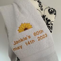 Sunflower Towel - Personalised Face Cloth/Hand Bath = Embroidered - thumbnail 2