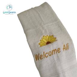 Sunflower Towel - Personalised Face Cloth/Hand Bath = Embroidered