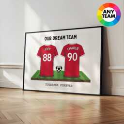 Personalised United Couple's Dream Team Art - Manchester Football Print Frames Available - thumbnail 2