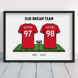 Personalised United Couple's Dream Team Art - Manchester Football Print Frames Available - thumbnail 1