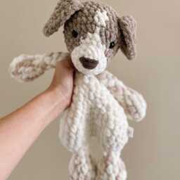 Made To Order - Dog Pup Snuggler, Lovey, Hound Beagle Plush, Crochet Stuffed Animal, Baby Shower Gift - thumbnail 4