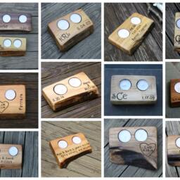 Rustic Wood Tealight Holder - Personalized Engraved Candle - thumbnail 4