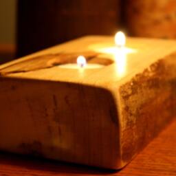 Rustic Wood Tealight Holder - Personalized Engraved Candle - thumbnail 3