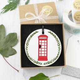 Personalized London Red Telephone Booth Christmas Ornament - thumbnail 4
