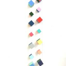 Geometric Wood Cube Wall Art Modern 3D Sculpture With Resin - thumbnail 2