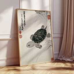 Chinese Turtle Wall Art Print, Asian Ink Painting Poster, Zen Animal Artwork, Oriental Style Tortoise Illustration Decor - thumbnail 2