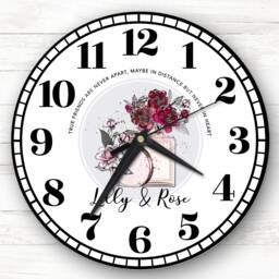 Best Friends Pink Floral Perfume Bottles Personalised Gift Clock - thumbnail 1