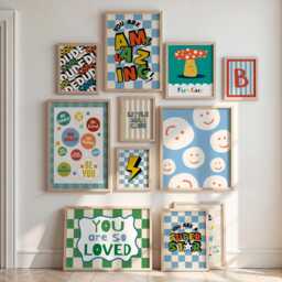 Boys Gallery Wall, Cool Boys Bedroom Prints, Set Of 2 3 4 6 8 10, Retro, Smile, Positive Affirmation, Personalised Name, Playroom Prints - thumbnail 1