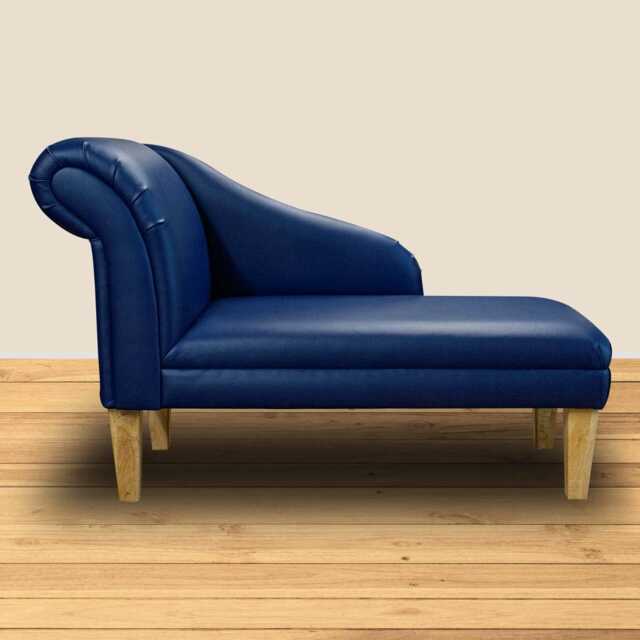 Navy Contract Vinyl Chaise Longue - Blue Indoor Sofa Lounger Handmade in Britain - image 1