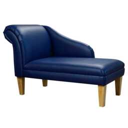 Navy Contract Vinyl Chaise Longue - Blue Indoor Sofa Lounger Handmade in Britain - thumbnail 2