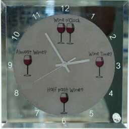 Wine O'clock Time - Glass Desk Clock 20cm X Gift Or Self Treat For Any Wine Lover Drinker Connoisseur