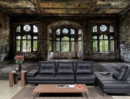 Ancient Castle Wall Mural Wallpaper For Living Room Interior Of Old Abandoned Self-Adhesive Large Wallpaper Dark Removable - thumbnail 1