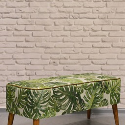 Mr M Monstera Bench, Bedroom Bench, Upholstered Comfortable Entryway Modern Loft Style, Tropical Botanical Style - thumbnail 2