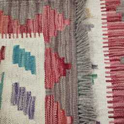 Multicolour Runner Rug, Handmade Artisan Afghan Turkish Scandinavian Navajo Bohemian Flatweave Wool Kilim 202x79 cm - thumbnail 3