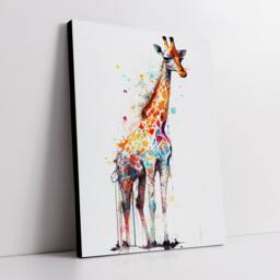 Colorful Giraffe Body Abstract Oil Painting Splatter Style Wall Art, Framed Canvas Poster Print, Home Kitchen Office Room Decor, Gifts - thumbnail 2