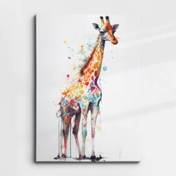 Colorful Giraffe Body Abstract Oil Painting Splatter Style Wall Art, Framed Canvas Poster Print, Home Kitchen Office Room Decor, Gifts - thumbnail 3
